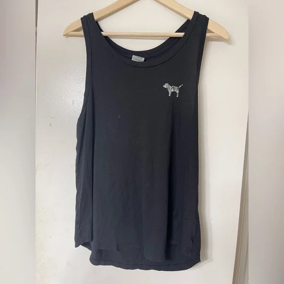 PINK Victoria's Secret Black Tank with Gold Sequins - Picture 2 of 7